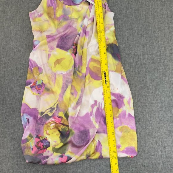 H&M Watercolor Pastel Dress Silky Soft Size 4 Sleeveless Scoop Neck Bow Shoulder - Picture 7 of 11